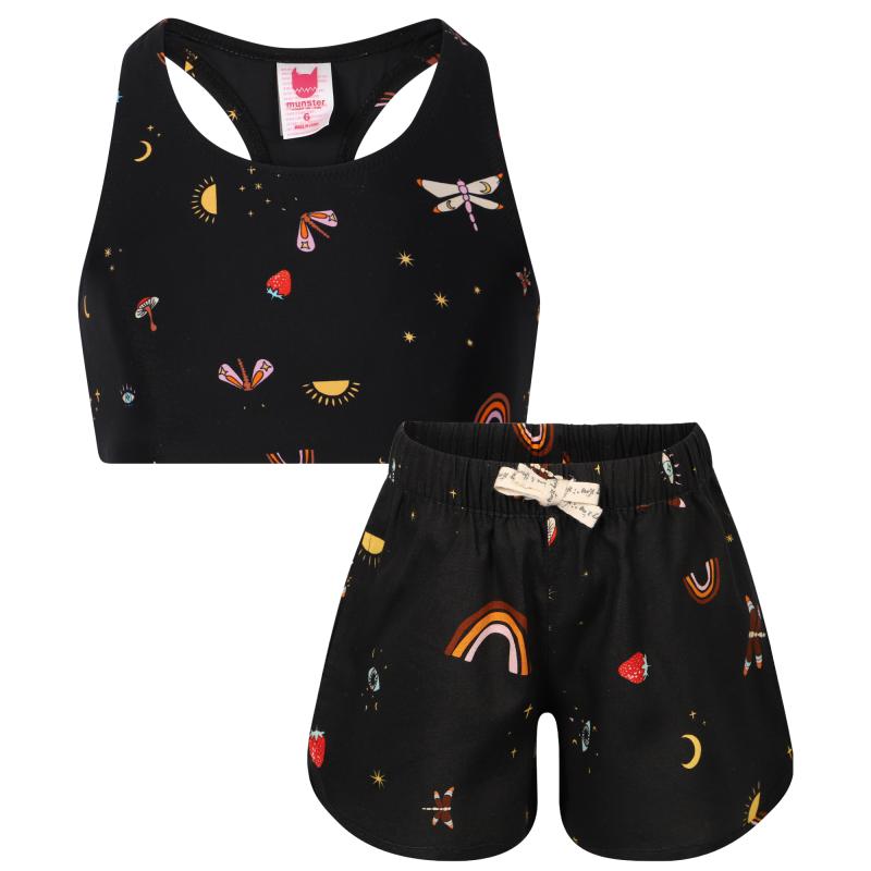 Munster Fairytale mystic digital sports bra and shorts set in black