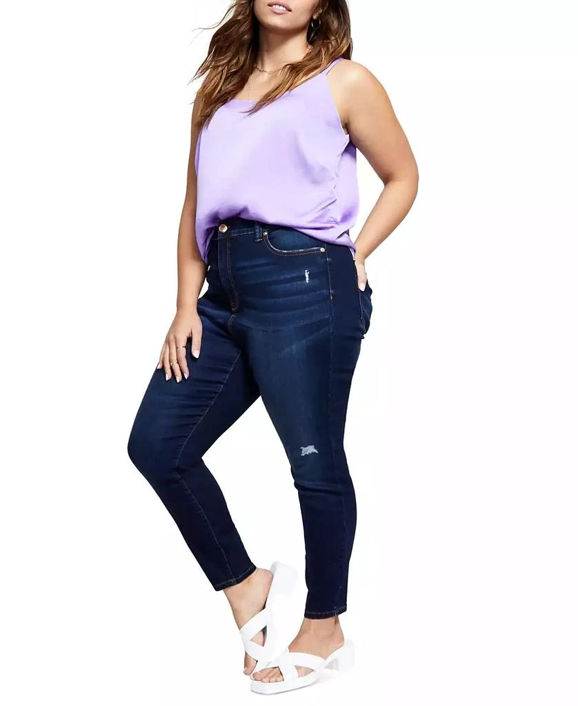 Celebrity Pink Trendy Plus Size High Rise Ripped Skinny Jean 6