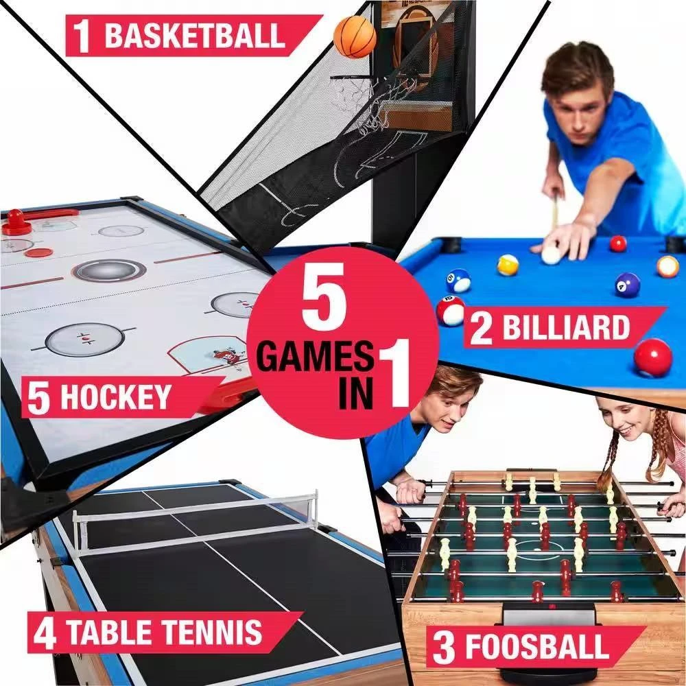 Hivvago 5-in-1 Game Table - Foosball Pool Basketball Ping Pong and Slide Hockey 4