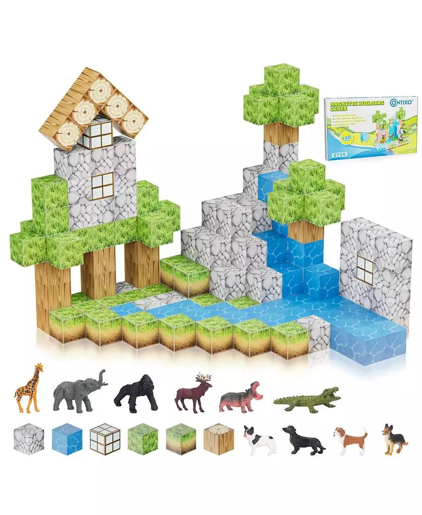 Contixo Magnetic Blocks Building Cubes Game, Sensory Toys – 145 Pieces for Kids Learning, Creative Play, and Motor Skill Development