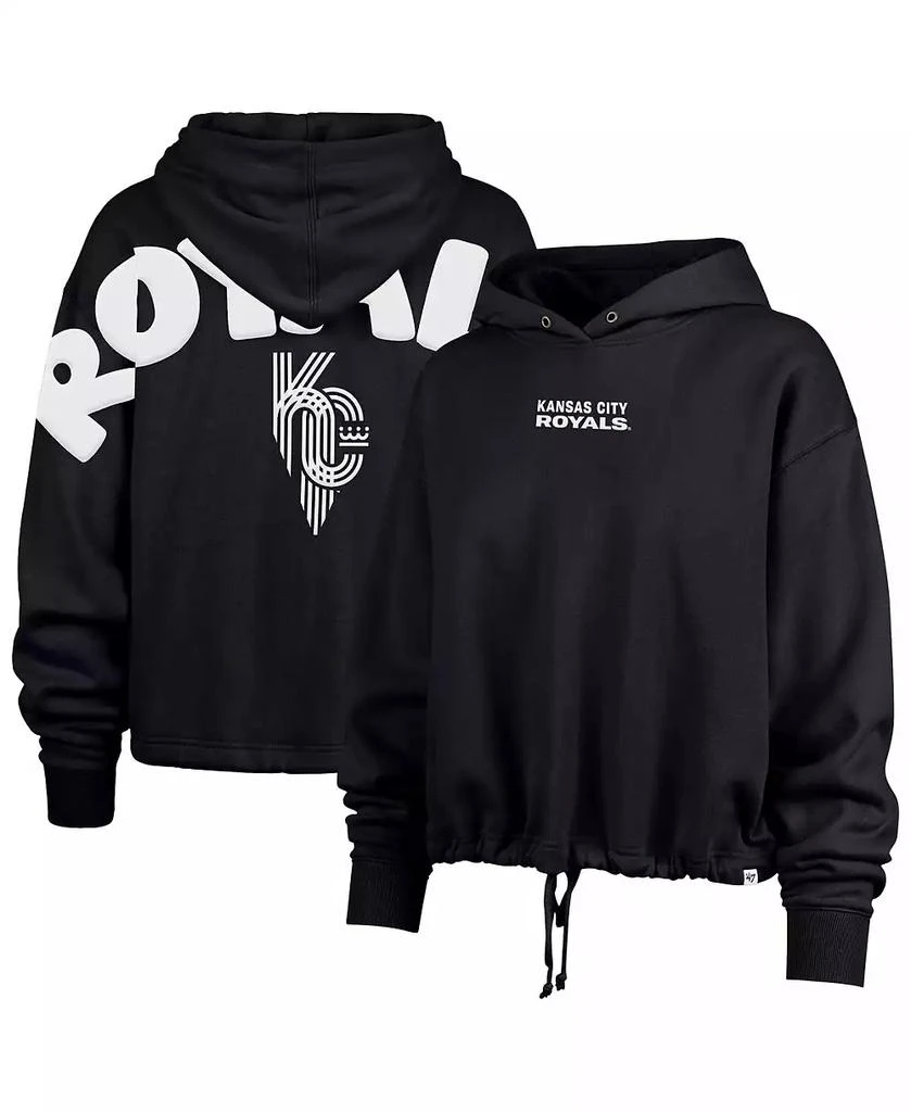 47 Brand Women's Navy Kansas City Royals City Connect Venice Cropped Pullover Hoodie 1