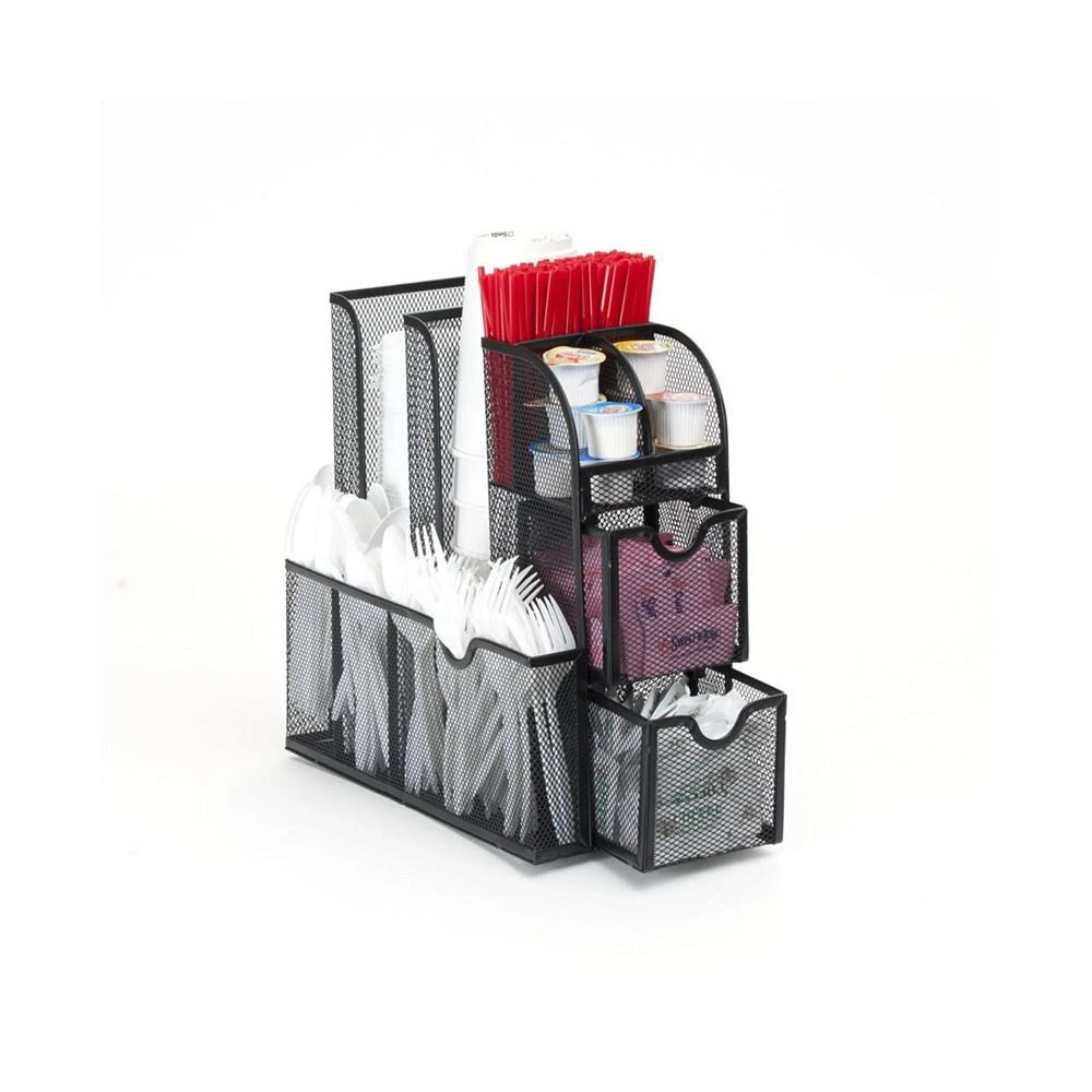 Mind Reader Coffee Condiment and Accessories Caddy Organizer, for Coffee Cups, Stirrers, Snacks, Sugars, etc. Mesh 2