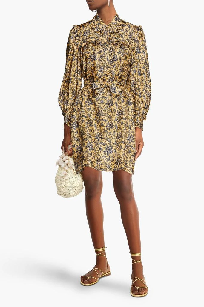 Sandro Belted printed silk-twill mini dress 2