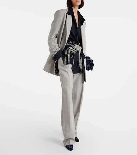 Dries Van Noten Checked wool straight pants 2