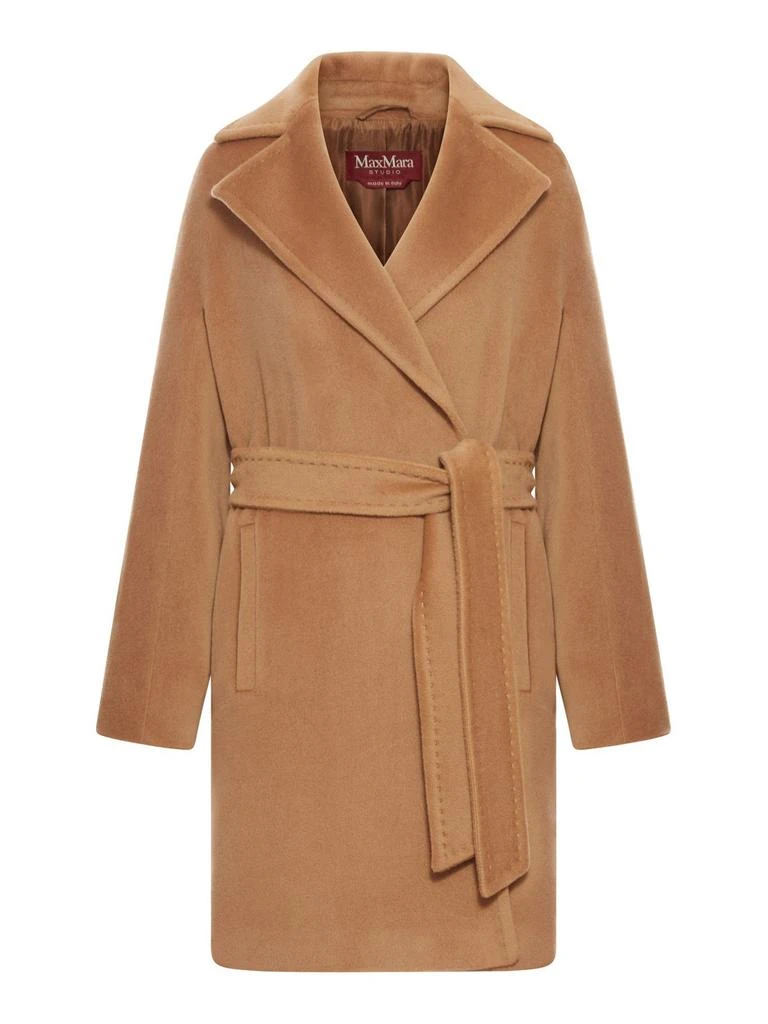 Max Mara Max Mara Studio Long-Sleeved Belted Coat from Cettire
