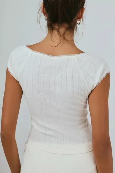 Out From Under Out From Under Perfect Pointelle Knit Boatneck Tee 3