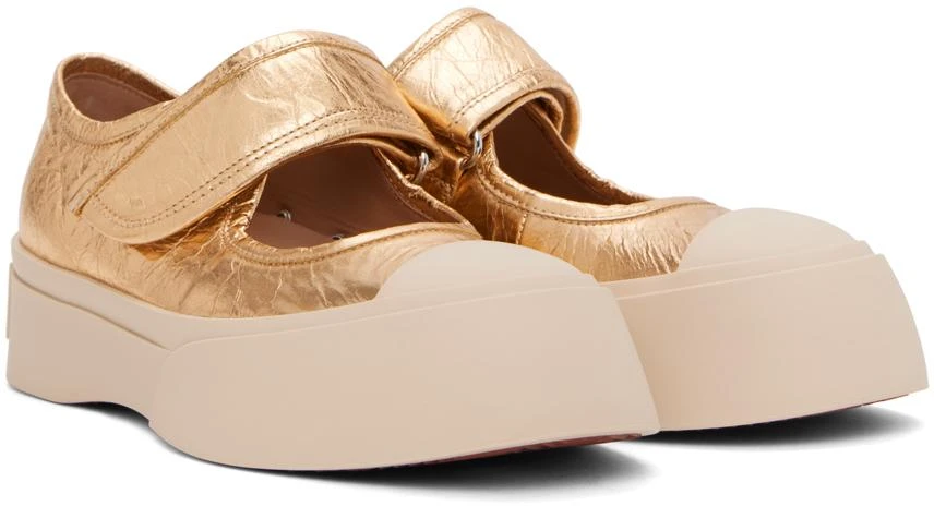 Marni Gold Leather Mary Jane Sneakers 4