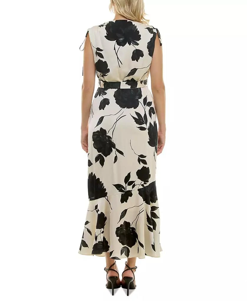 Taylor Women's V-Neck Shoulder-Tie Belted Tiered Dress 3