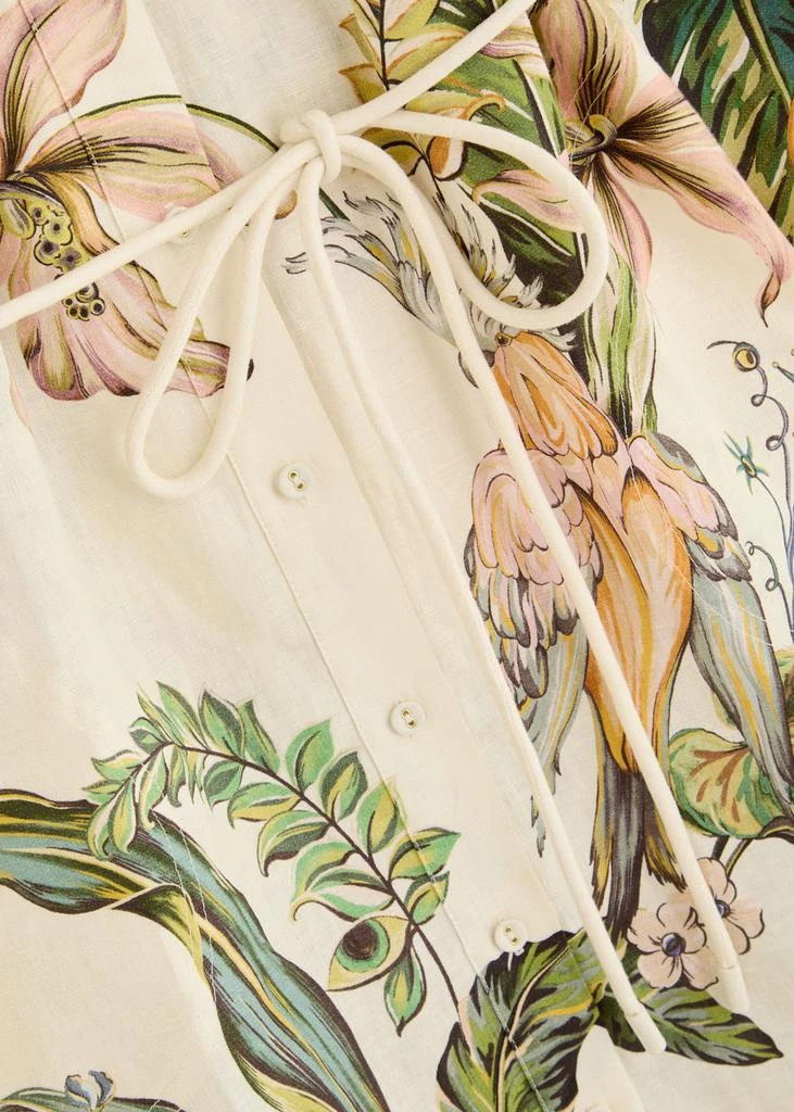 ALEMAIS Oleander printed flax midi shirt dress 5