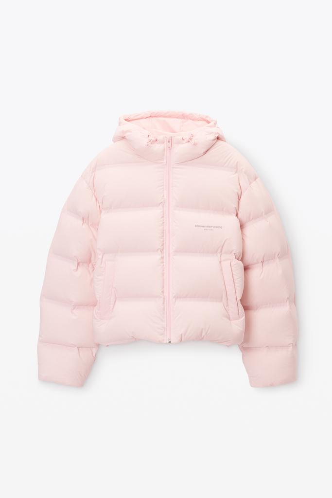 Alexander Wang cropped hooded puffer coat with reflective logo