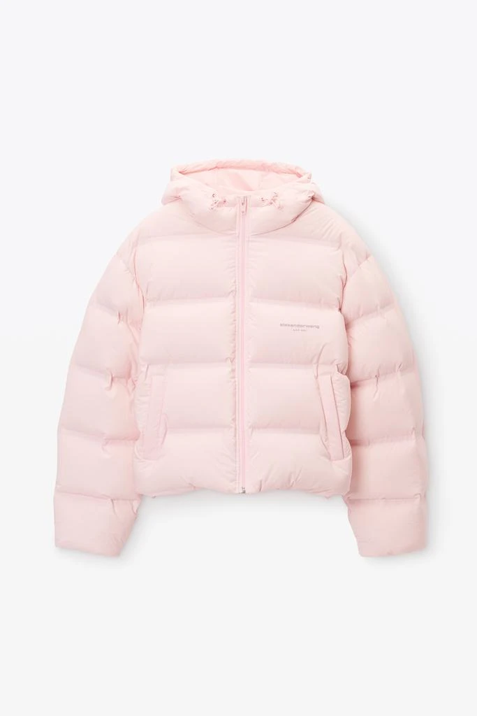 Alexander Wang cropped hooded puffer coat with reflective logo 2