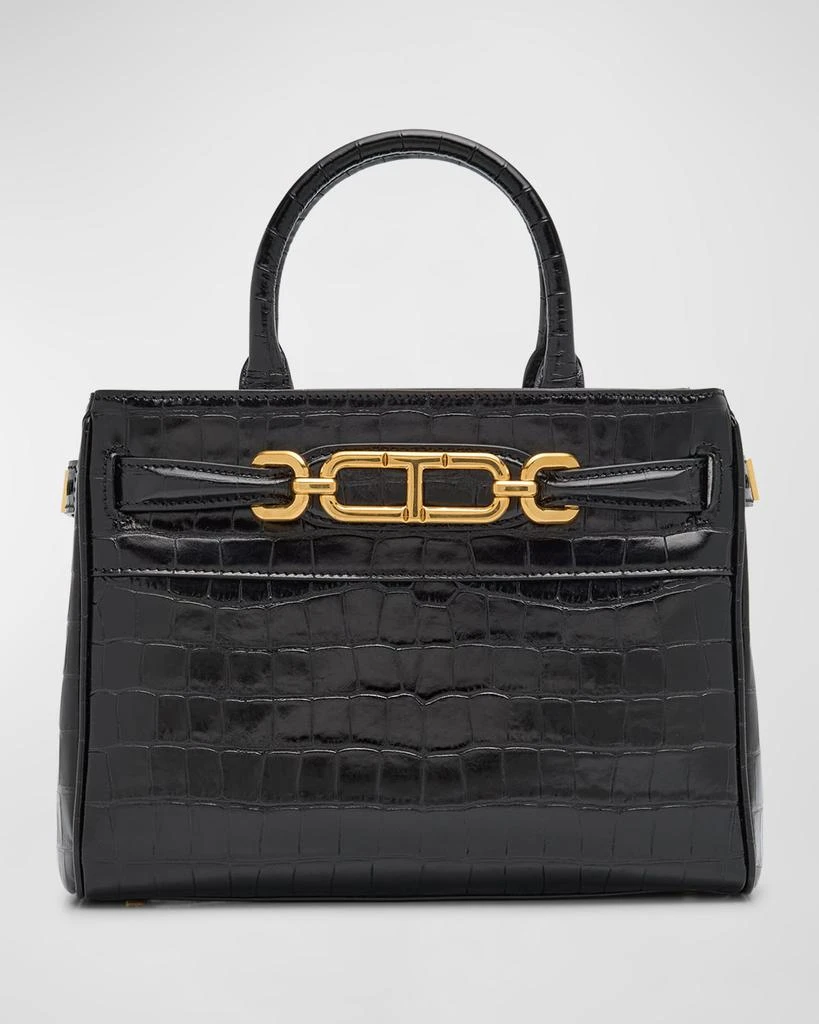 Tom Ford Small Top-Handle Bag in Shiny Croc-Print Leather 1