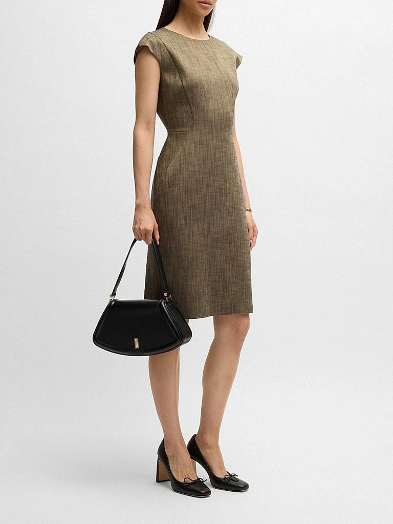 Hugo Boss Cap-Sleeve Dress in Melange Stretch Sharkskin 6