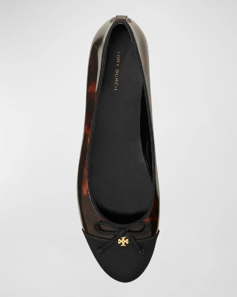 Tory Burch Cap-Toe Tortoise-Print Leather Ballet Flats 4
