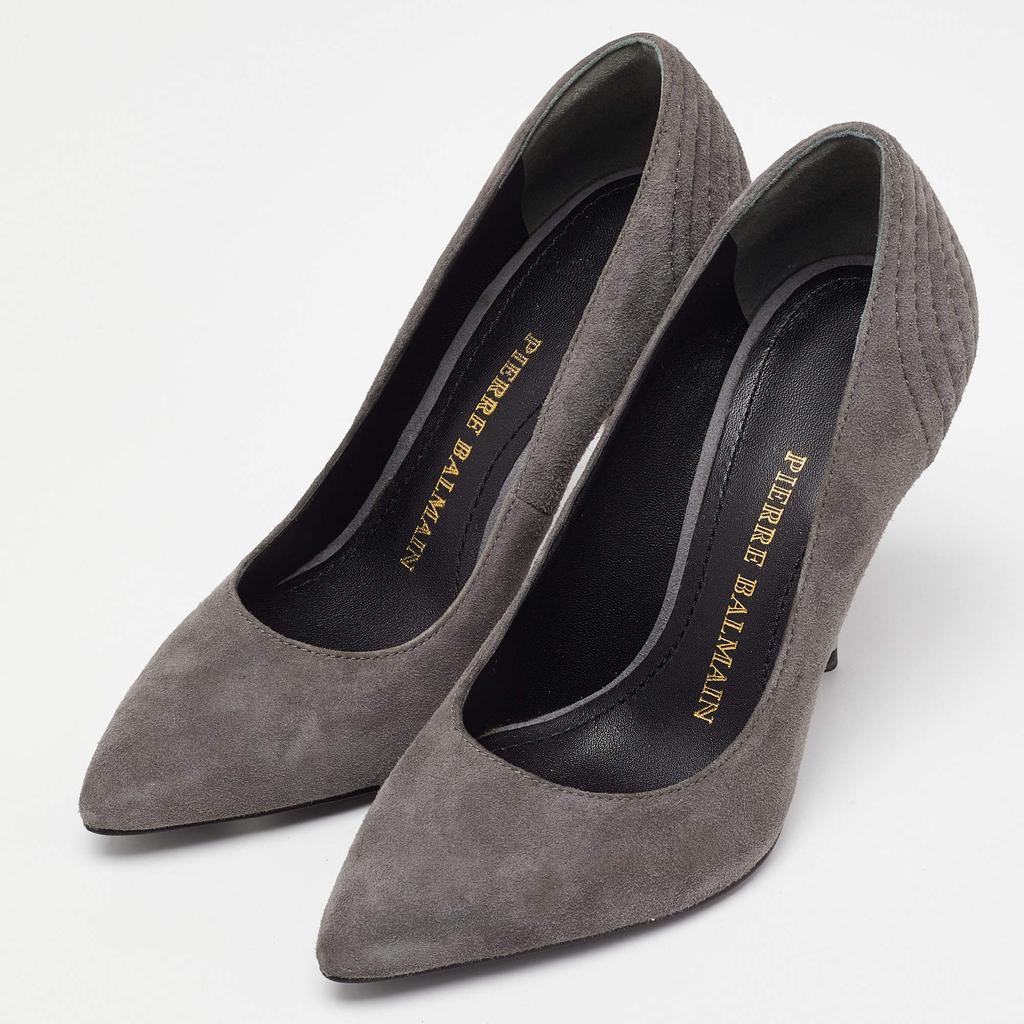PIERRE BALMAIN Pierre Balmain Grey Suede Pointed Toe Pumps Size 35