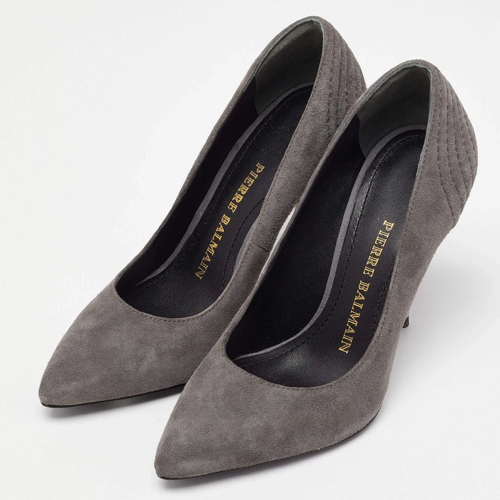 PIERRE BALMAIN Pierre Balmain Grey Suede Pointed Toe Pumps Size 35 2