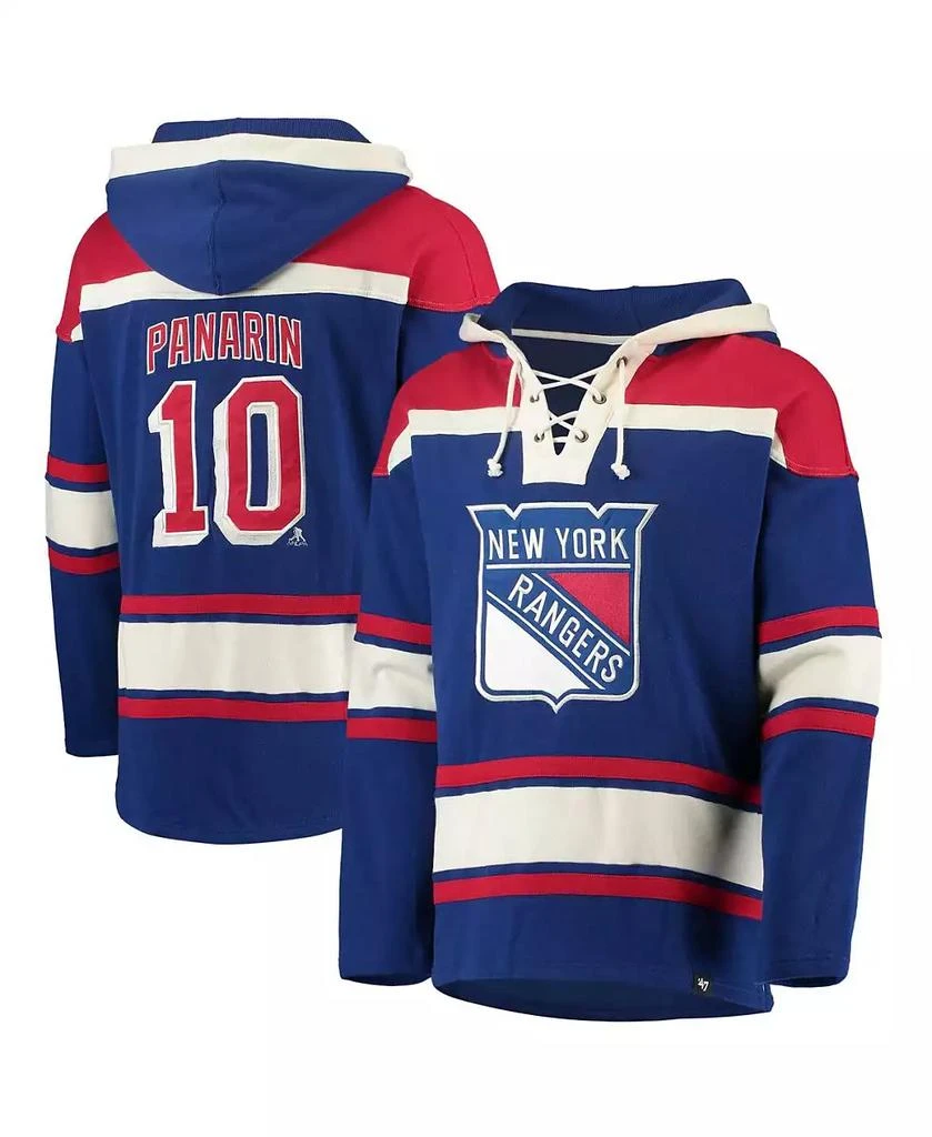 47 Brand Men's Artemi Panarin Blue New York Rangers Player Name and Number Lacer Pullover Hoodie 1