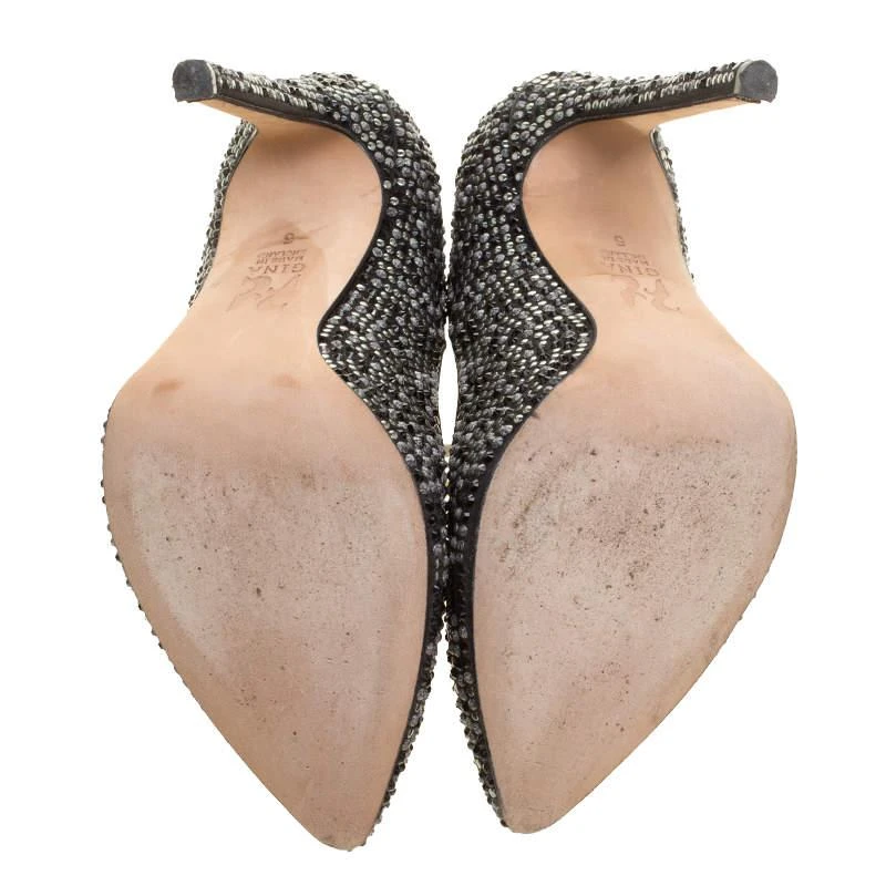 Gina Gina Black Satin Anais Crystal Embellished Pumps Size 38 6