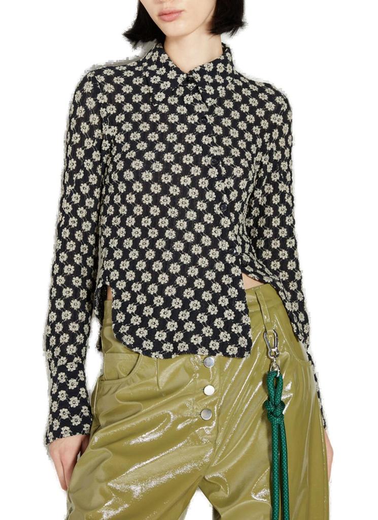 Song for the Mute Song For The Mute Floral Printed Lace Twisted Shirt