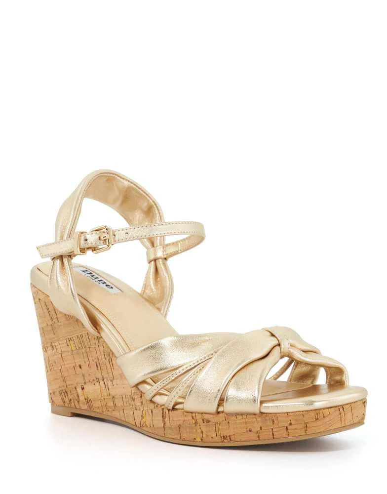 DUNE London Dune London Kander wedged sandal in gold 3