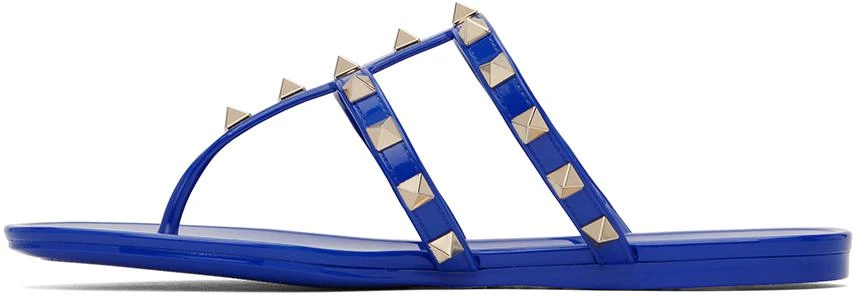 Valentino Blue Rockstud Rubber Flat Sandals 3