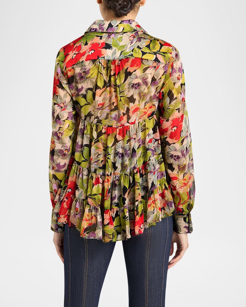 Cinq a Sept Dare Long-Sleeve Canyon Bloom Top