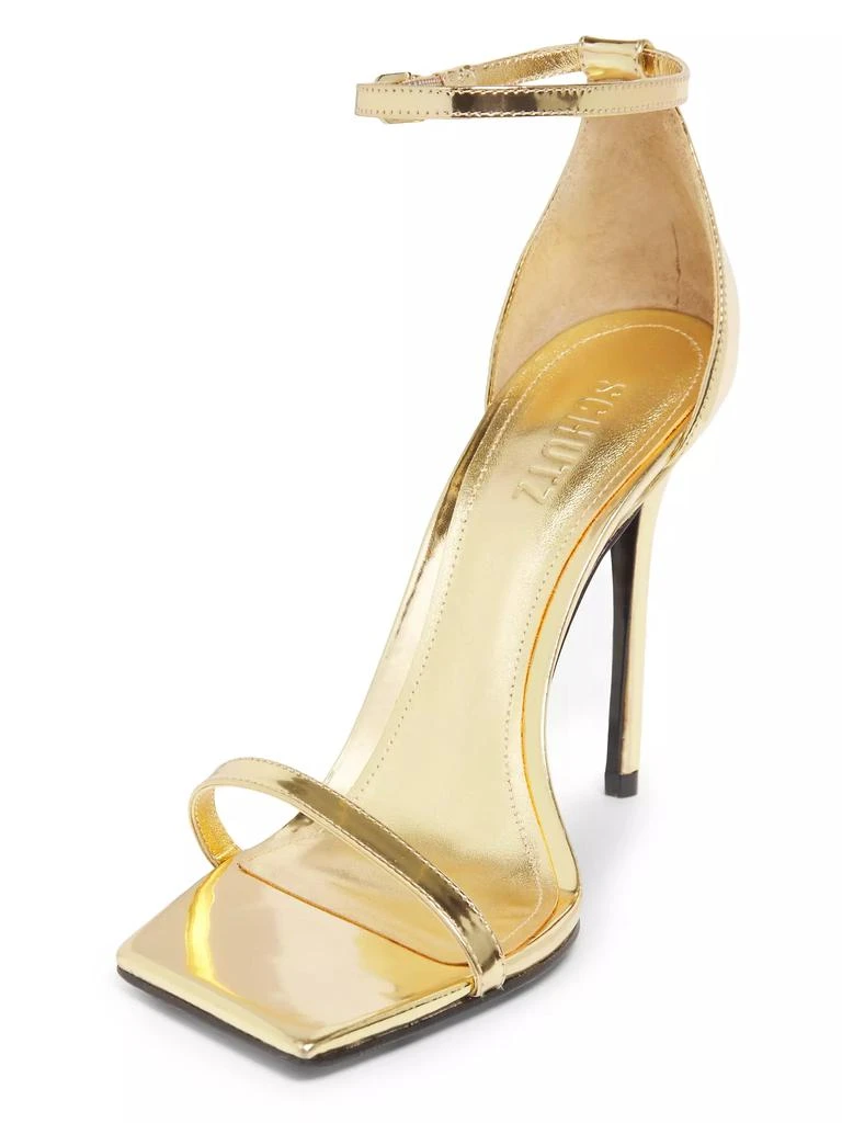 Schutz Jenna 100MM Mirrored Leather Sandals 2