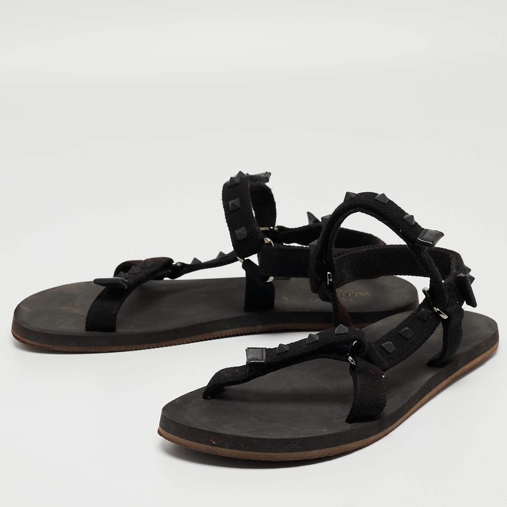Valentino Valentino Black Canvas Rockstud Strappy Sandals Size 43