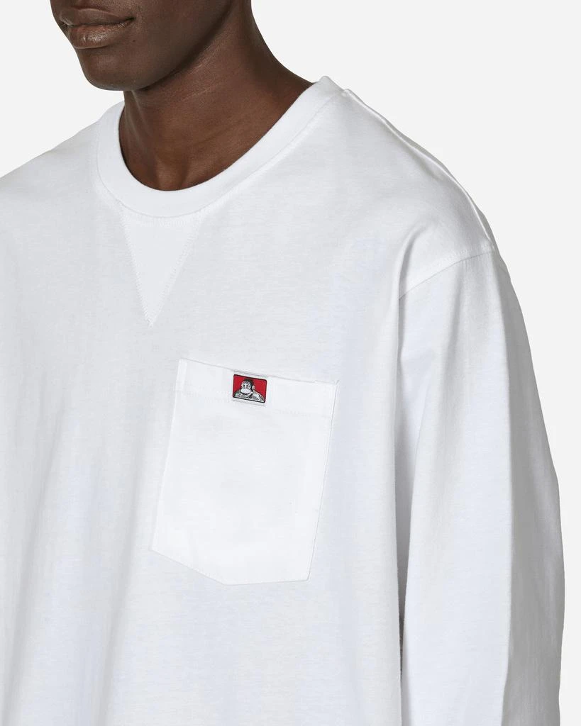 BEN DAVIS Heavy Duty Classic Label Pocket Longsleeve T-Shirt White 5