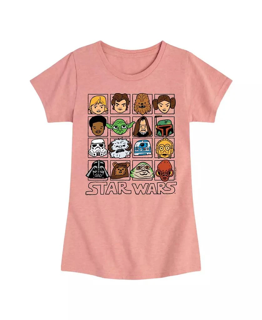 Star Wars Big Girls Characters Grid Short Sleeve Tee 1