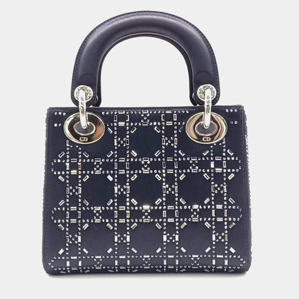 Dior Dior Dark Navy Blue Satin Mini Lady Dior Tote Bag 1