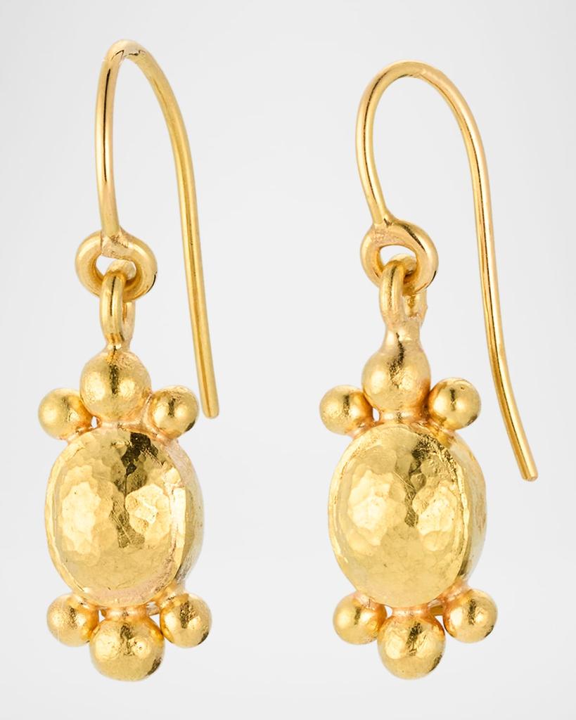 Elizabeth Locke 19K Yellow Gold Shallow Dome and Dot Dangle Earrings