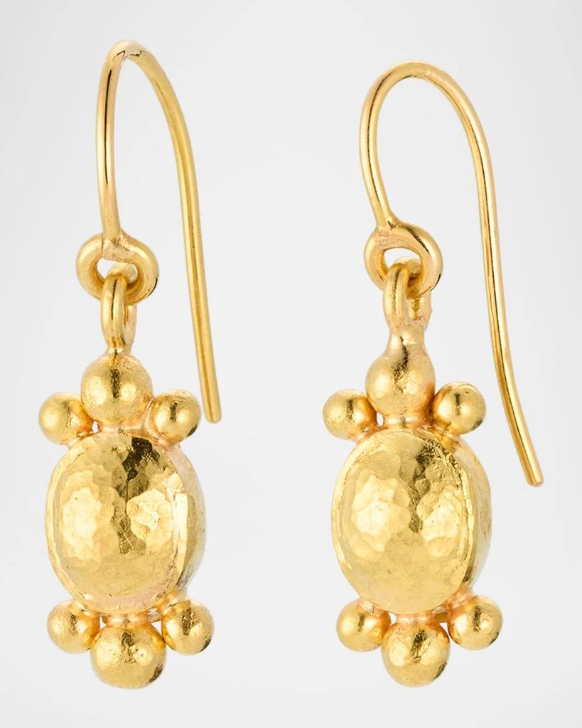 Elizabeth Locke 19K Yellow Gold Shallow Dome and Dot Dangle Earrings 1