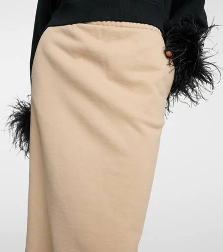 Prada Feather-trimmed cotton midi skirt 4