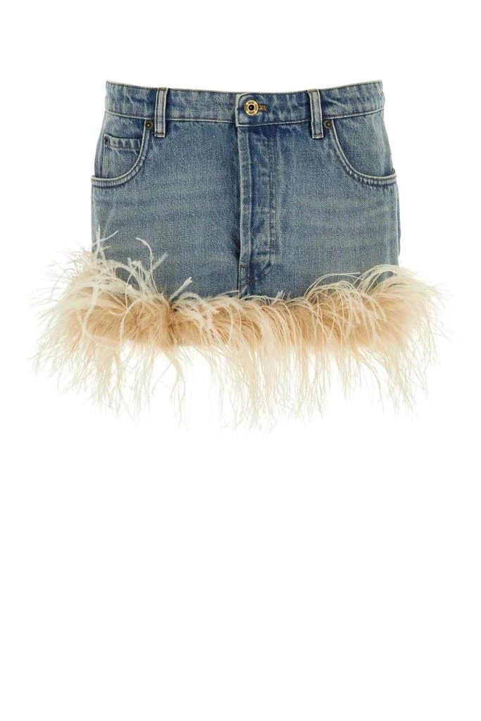 Miu Miu Miu Miu Logo-Patch Denim Mini Skirt 1
