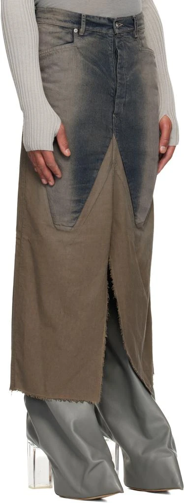Rick Owens Gray Concordians Long Slivered Denim Skirt 2