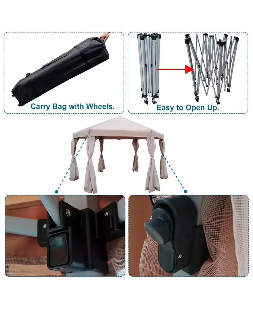 Streamdale Furniture 13 FT. W X 13 FT. D X 9.2FT Pop-Up Gazebo Tent Outdoor Canopy 5