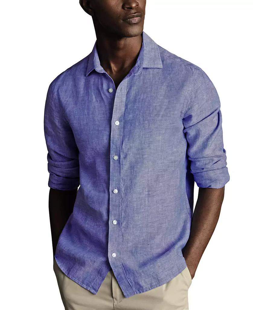 Charles Tyrwhitt Men's Slim Fit Long Sleeve Linen Button-Front Shirt