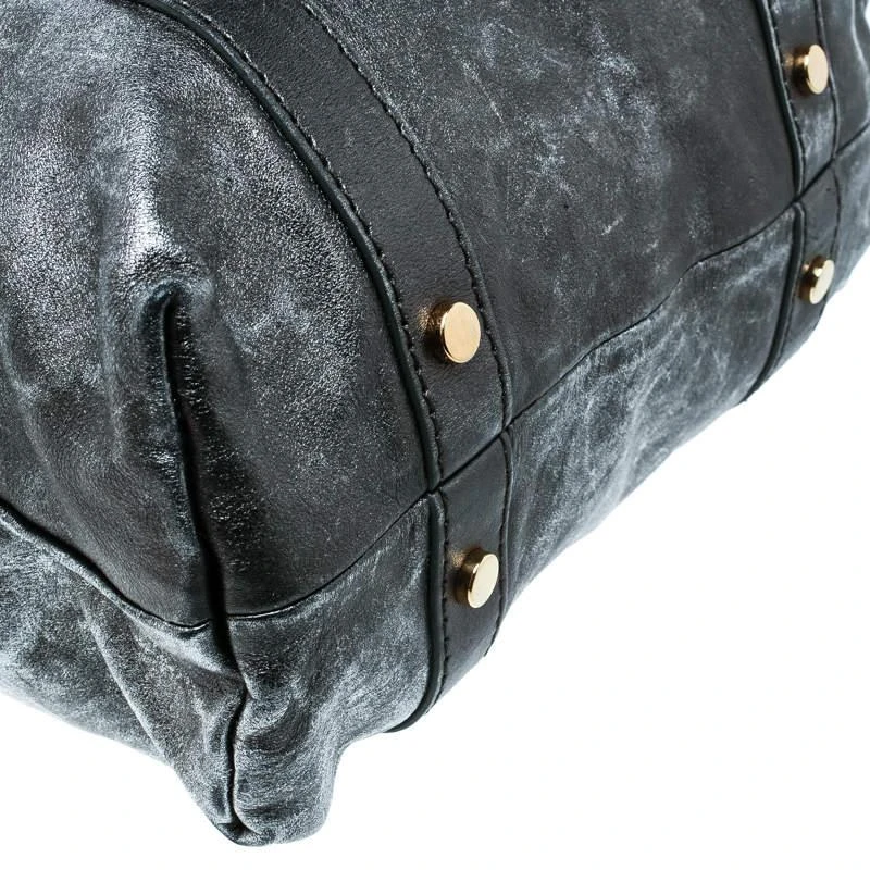 Dolce & Gabbana D&G Metallic Grey Leather Golden Box Messenger Bag 11