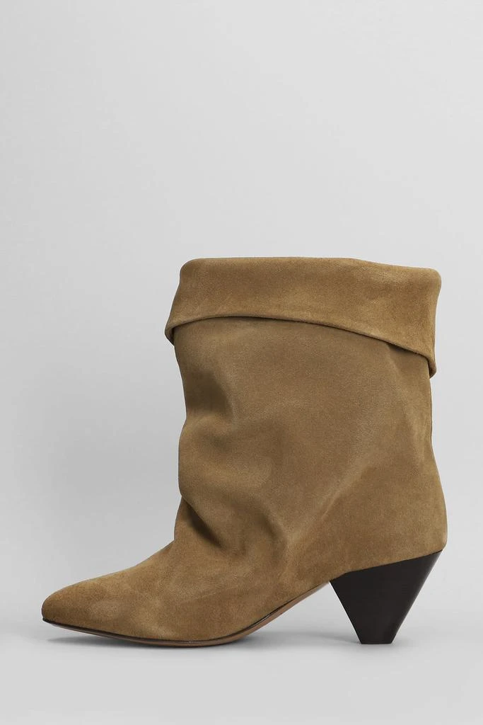 Isabel Marant Ryska High Heels Ankle Boots In Khaki Suede 3