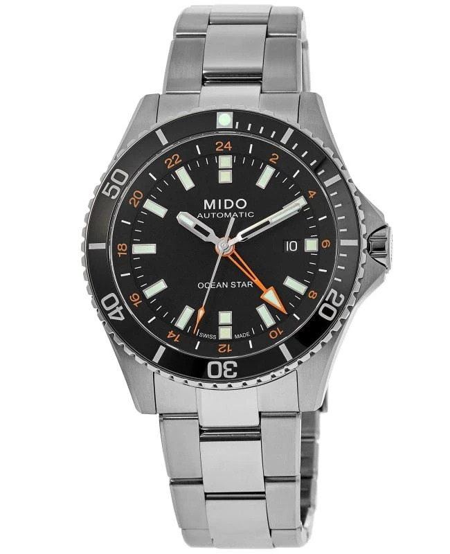 Shop Mido Ocean Star GMT Black Dial Steel Men's Watch