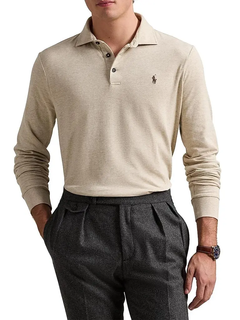 Ralph Lauren Double-Knit Jersey Long-Sleeve Polo Shirt 3