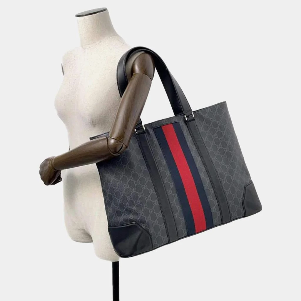 Gucci Gucci Black PVC Leather GG Supreme Cherie Line Tote Bag 2