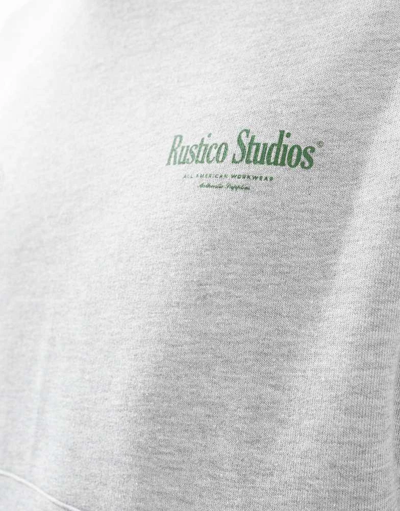 ASOS ASOS DESIGN boxy oversized hoodie with print in grey marl 4