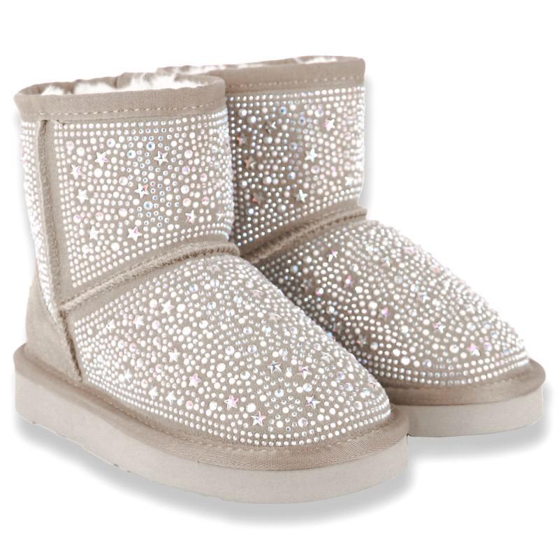Lelli Kelly Rhinestones girls beige suede boots