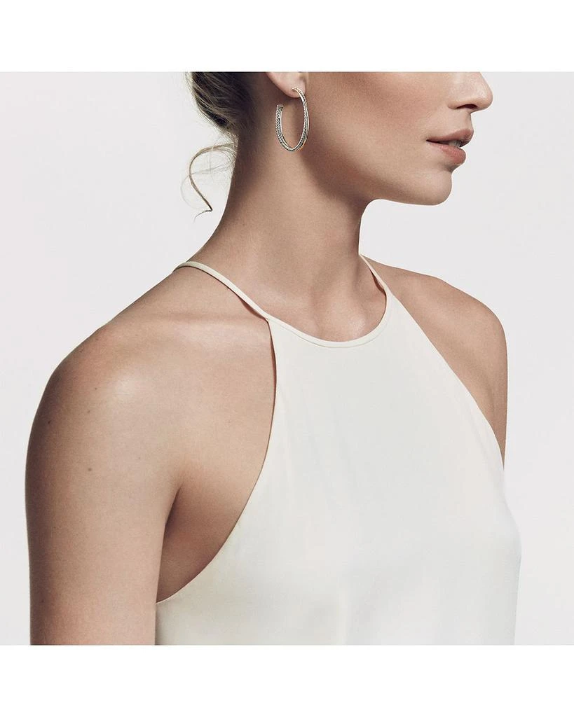 David Yurman Sterling Silver & 18K Yellow Gold Crossover XL Hoop Earrings 3