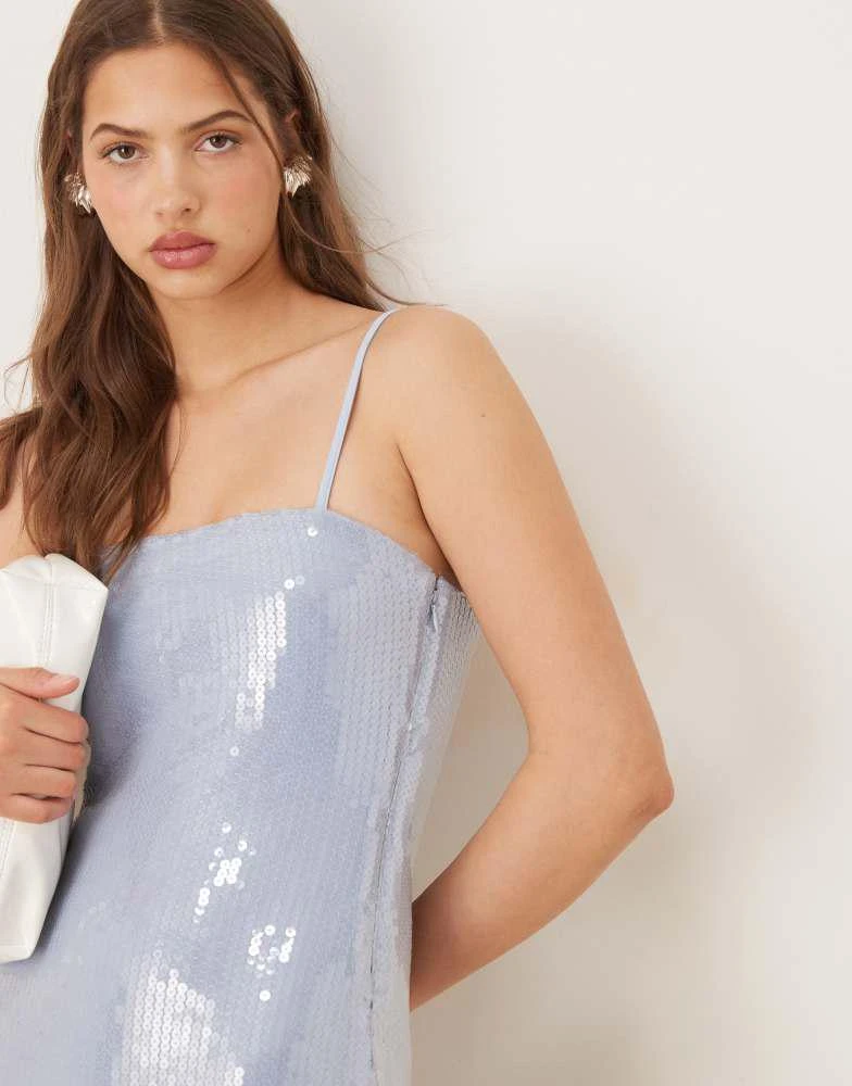 Abercrombie & Fitch Abercrombie & Fitch strapless sequin slip midi dress in blue 3