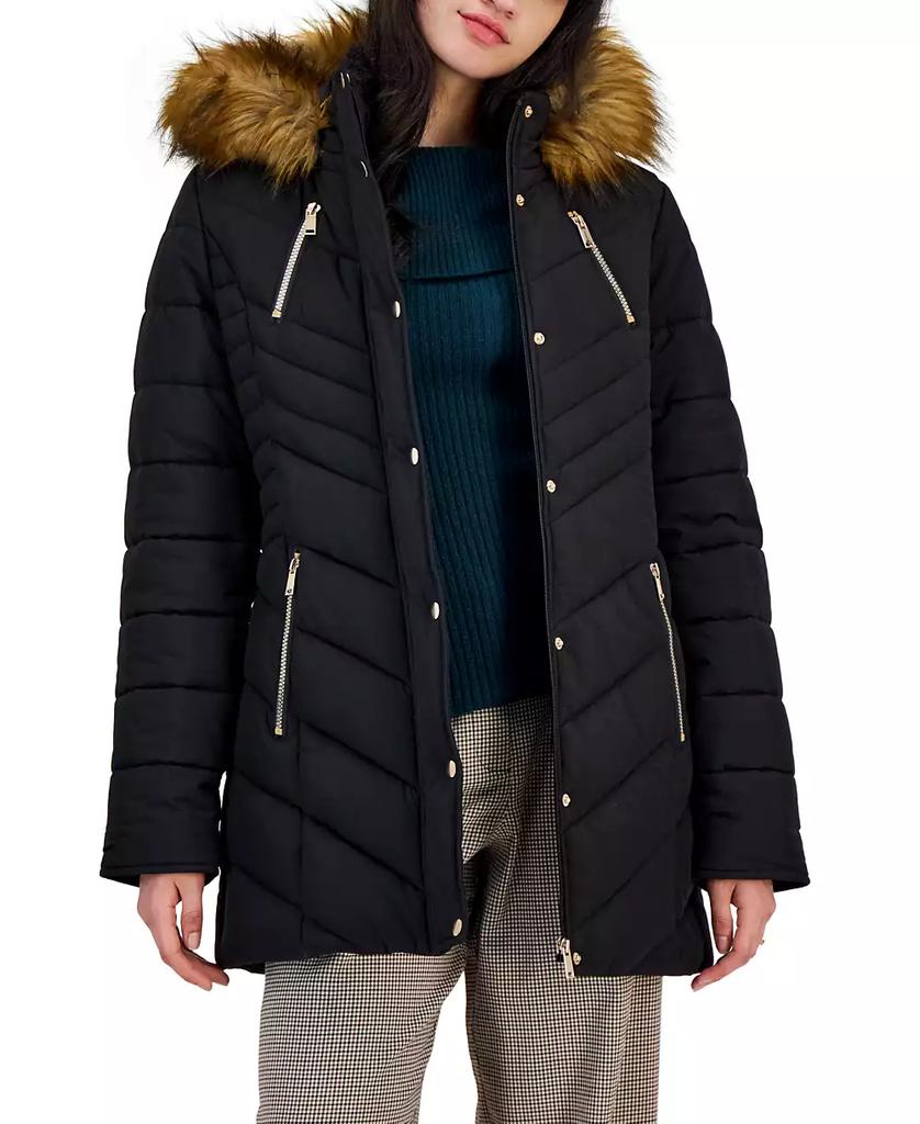 Maralyn & Me Trendy Plus Size Faux-Fur-Trim Hooded Puffer Coat, Created for Macy's