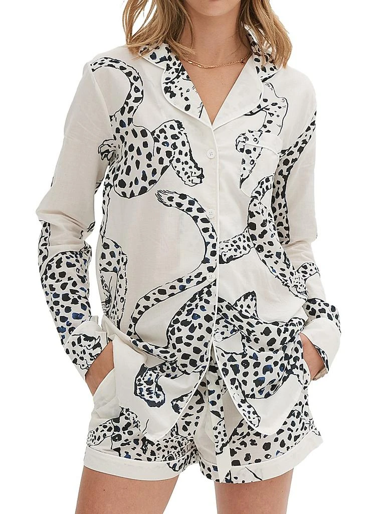 Desmond & Dempsey Jaguar Print Cotton Signature Pajama Set 2