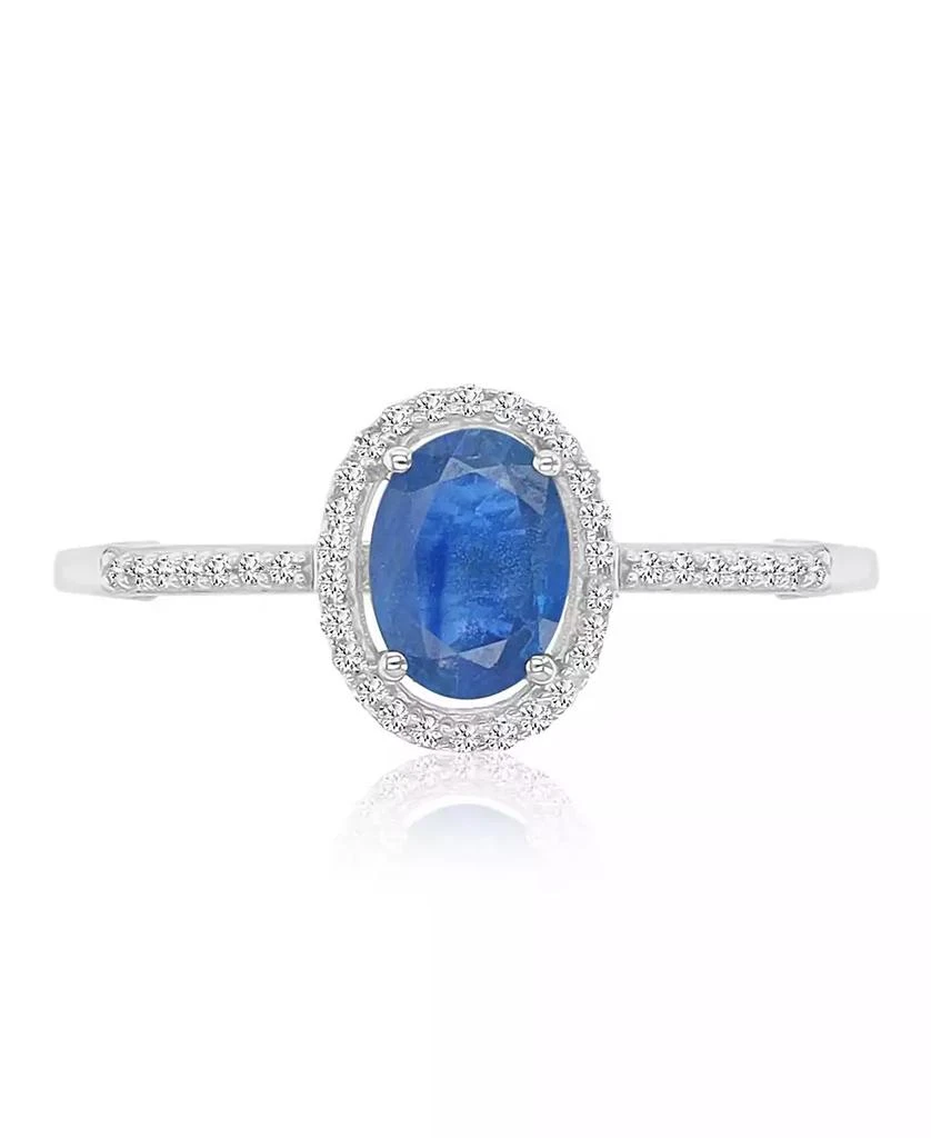 Macy
s Sapphire (1 ct. t.w.) 
Diamond (0.138 ct. t.w.) Halo Ring in 14k White Gold